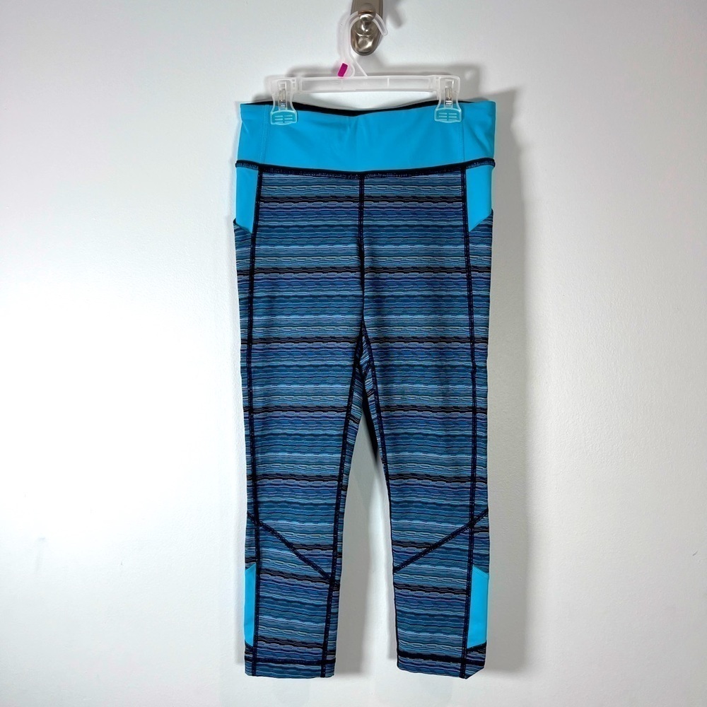 Lululemon Pace Rival Crop Womens Leggings Peacock Blue Zip pocket Mid Rise Size6